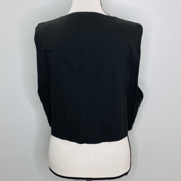 Vintage Gold Embroidered Black Suede Vest Womens Large Maximalist Rodeo Festival - Picture 4 of 12